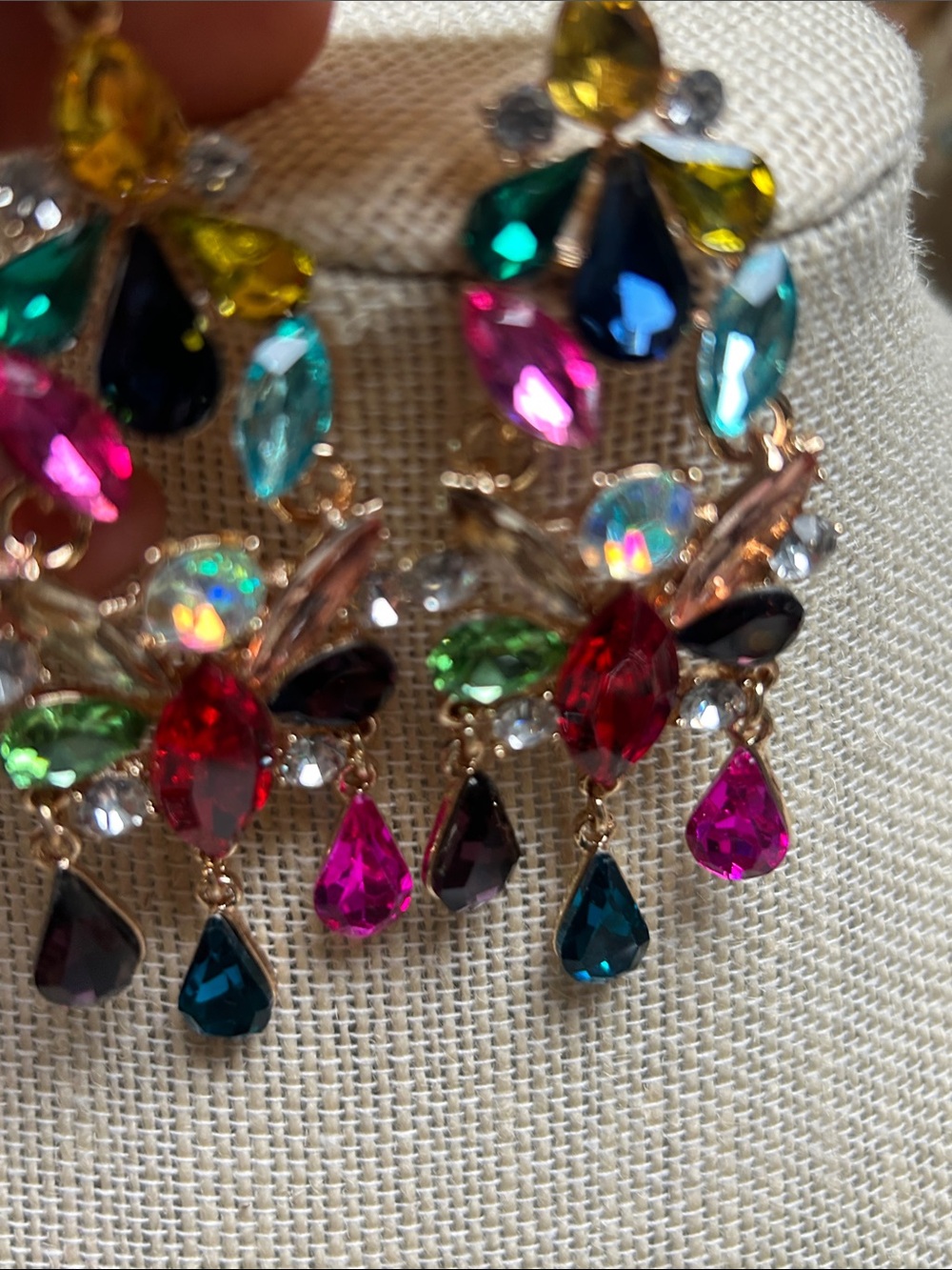 Multicolor Crystal Drop Statement Earrings